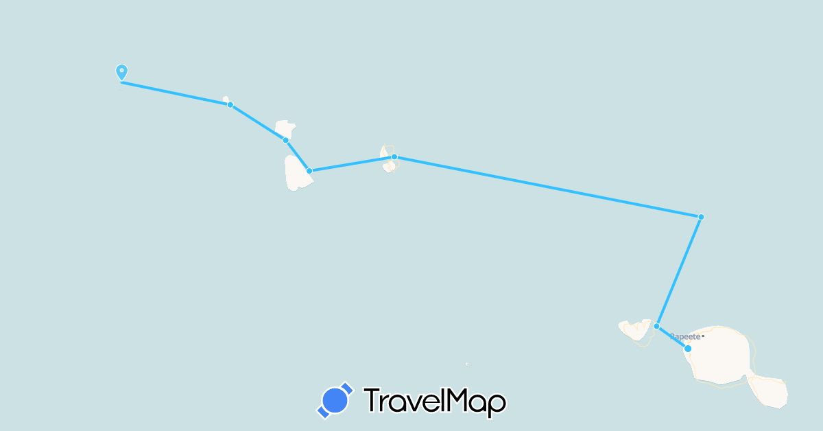 TravelMap itinerary: driving, boat in French Polynesia (Oceania)